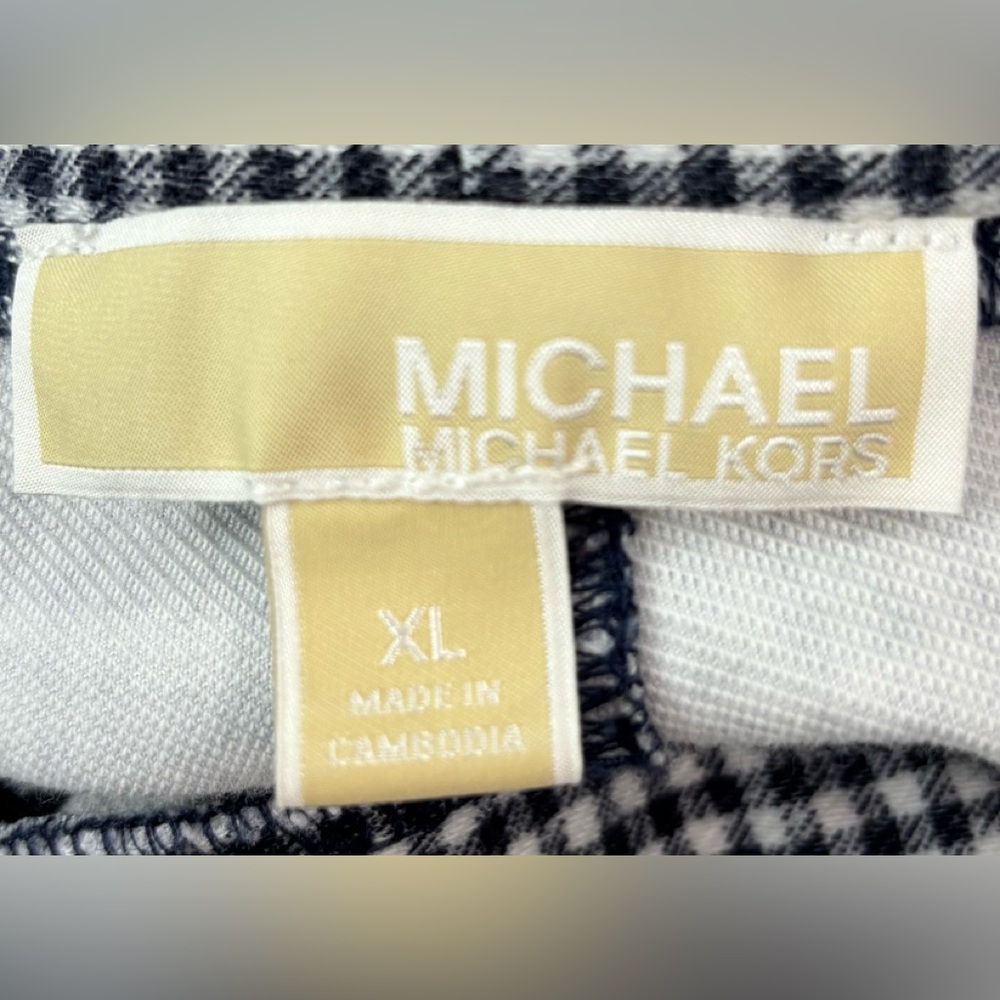 Michael Kors XL Pull-On Gingham Check Pocketed Stretch Slacks Pants - Picture 6 of 7
